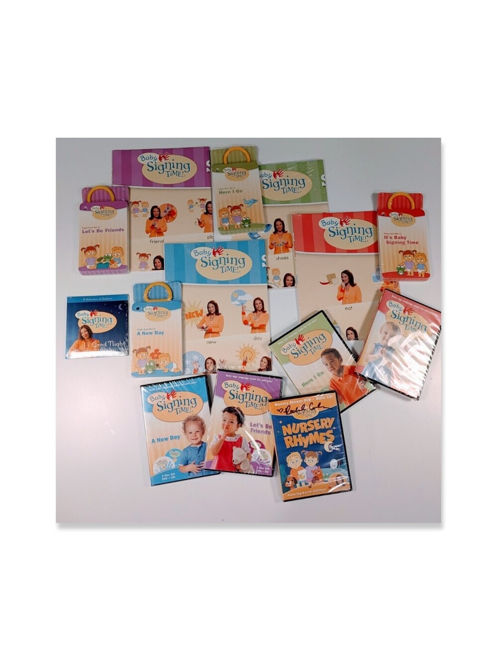New Sealed Baby Signing Time Educational DVD and Book Set 9 DVD's Flash Cards